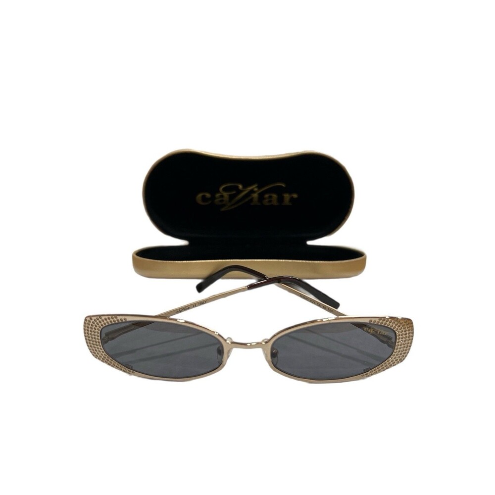 Vintage Caviar Gold Rhinestone Women Sunglasses CE Italy with Case Y2K